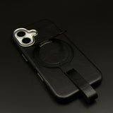 Leather MagSafe Ring Stand Case with Strap for iPhone 17 | Slim Grip Holder Cover