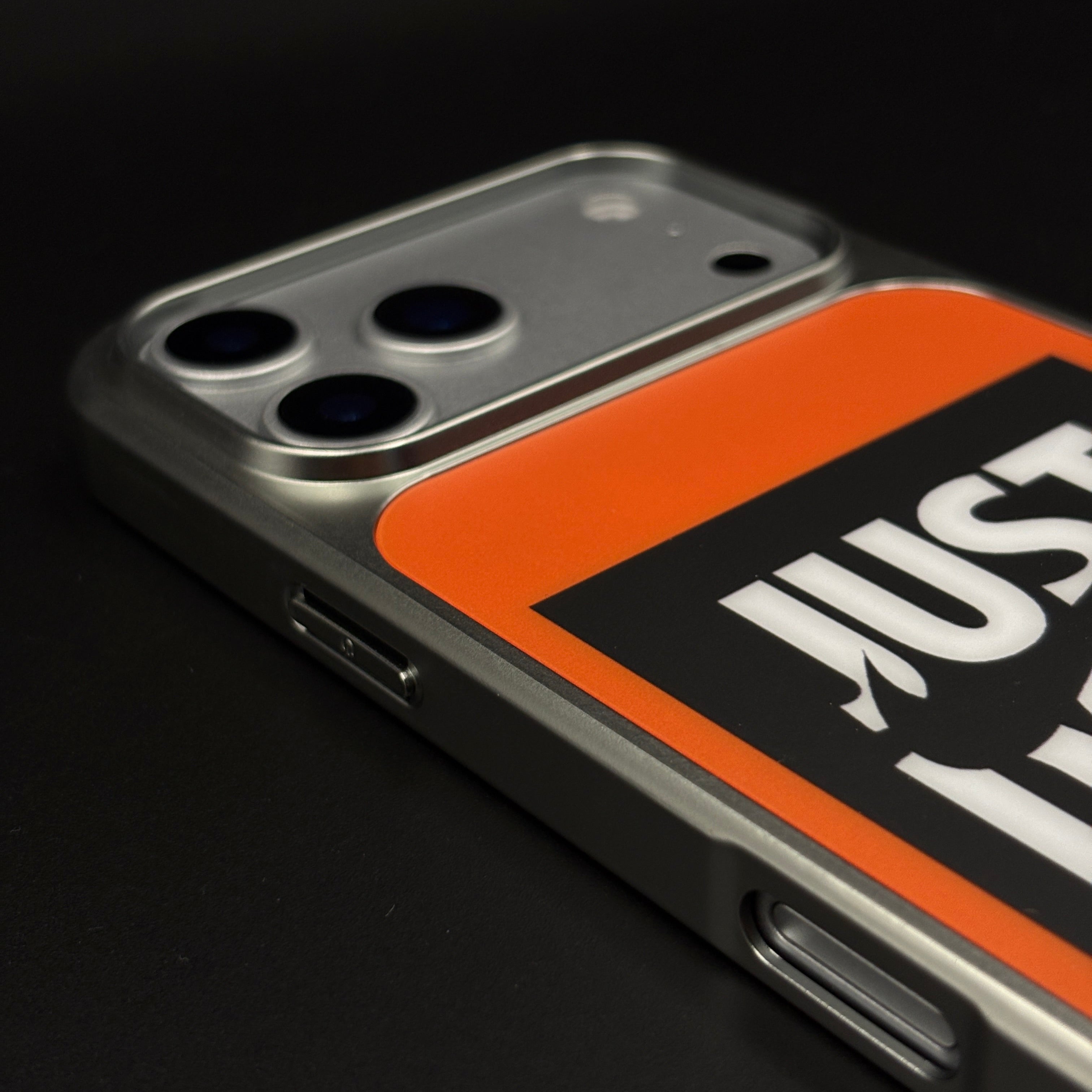 Sports Edition “Just Do It” Mobile Case Cover for iPhone 17 Series | Aluminium Frame Athletic Cover | Embossed Logo