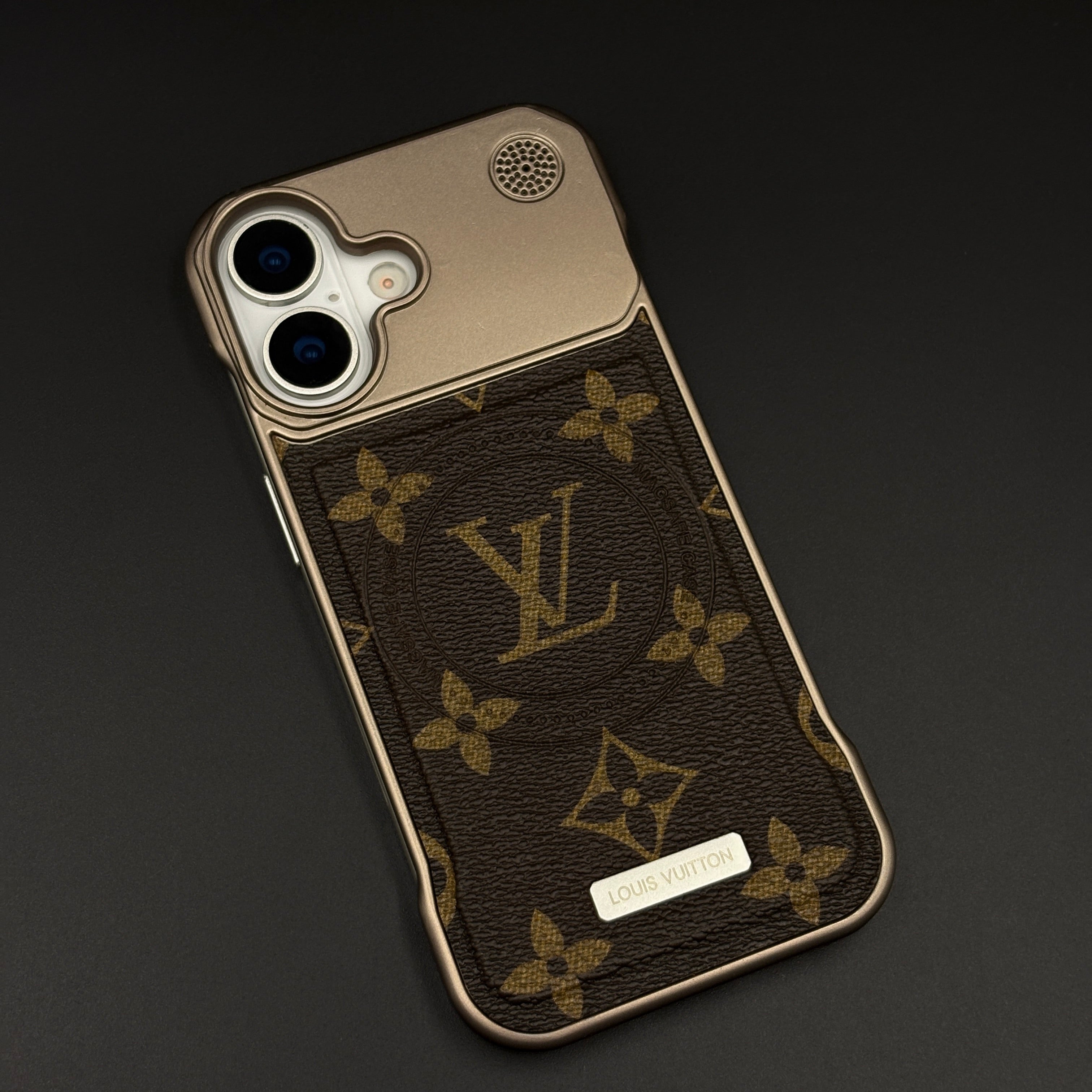 Luxury Branded Leather Fabric Mobile Case for iPhone 17 | Premium Brown Textured Leather | MagSafe Compatible