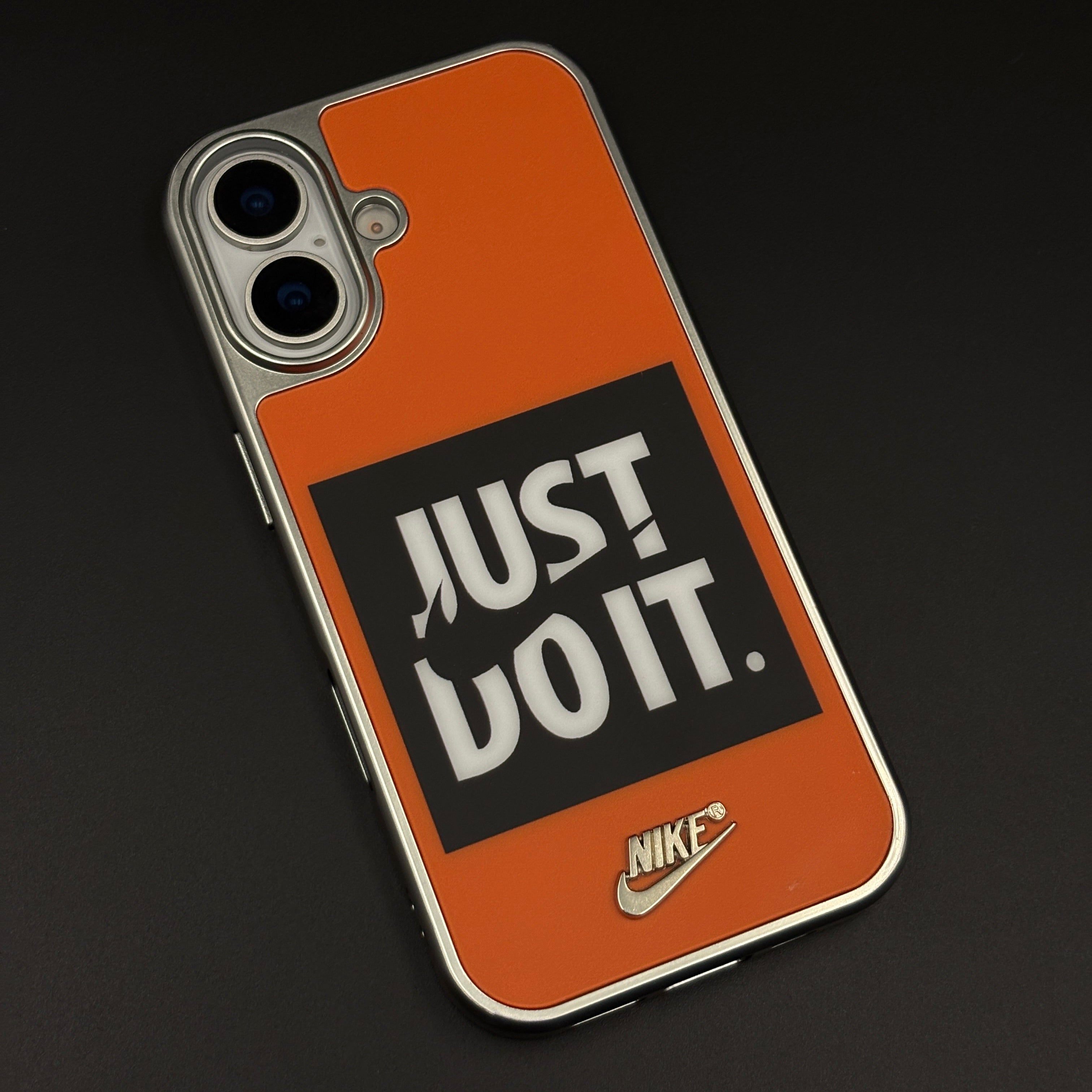 Sports Edition “Just Do It” Mobile Case Cover for iPhone 17 | Aluminium Frame Athletic Cover | Embossed Logo