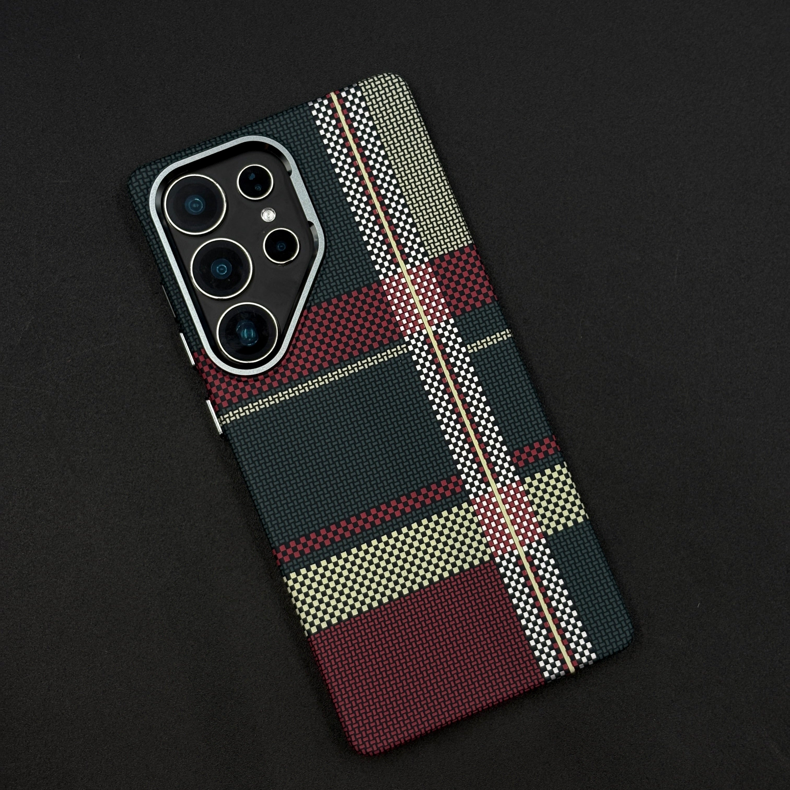 Aramid Texture Case Checkered Pattern for Samsung Galaxy S25 Ultra Carbon Fibre Feel | Hidden MagSafe | Ultra Slim Fit