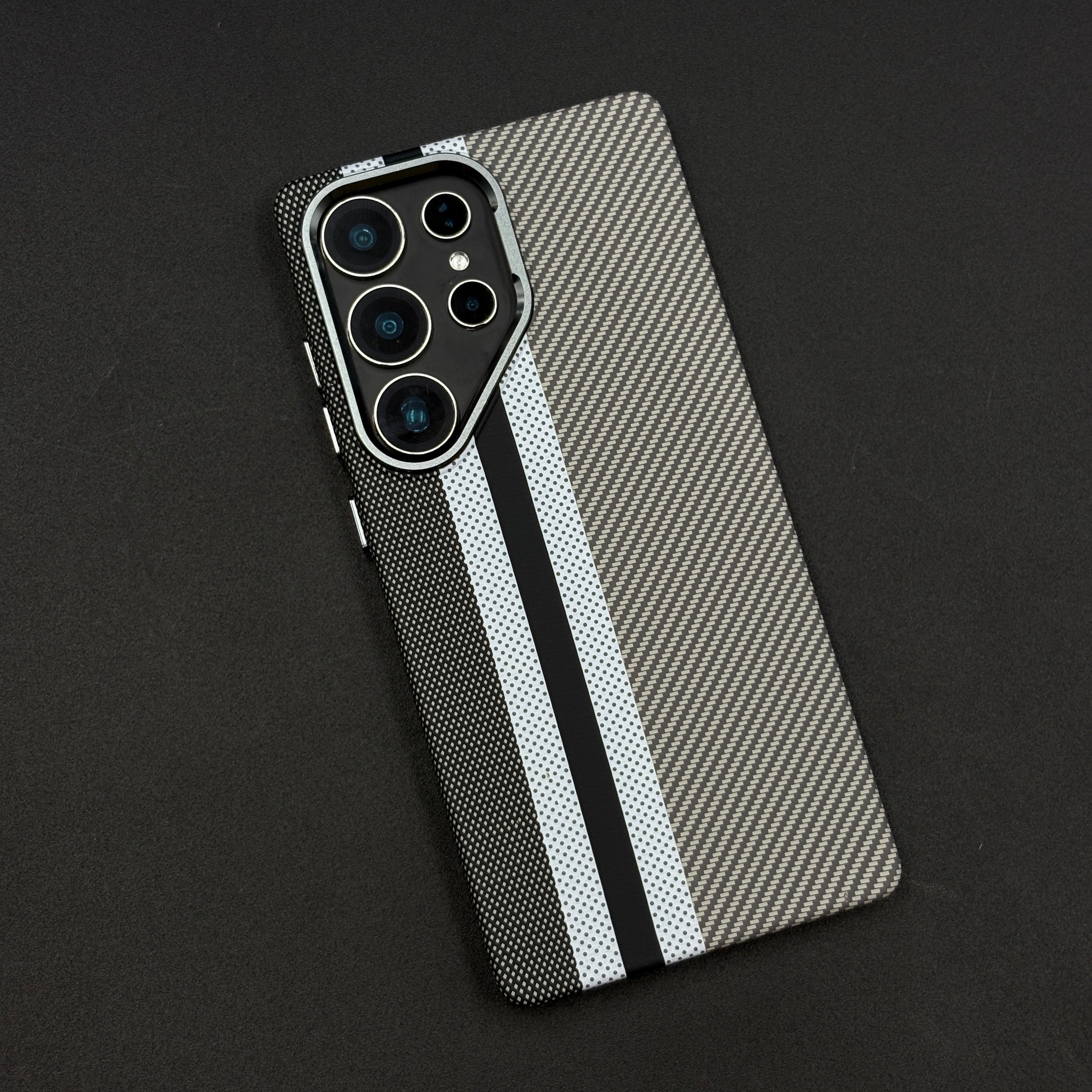Aramid Texture Case Stripe Pattern Gray for Samsung Galaxy S25 Ultra Carbon Fibre Feel | Hidden MagSafe | Ultra Slim Fit