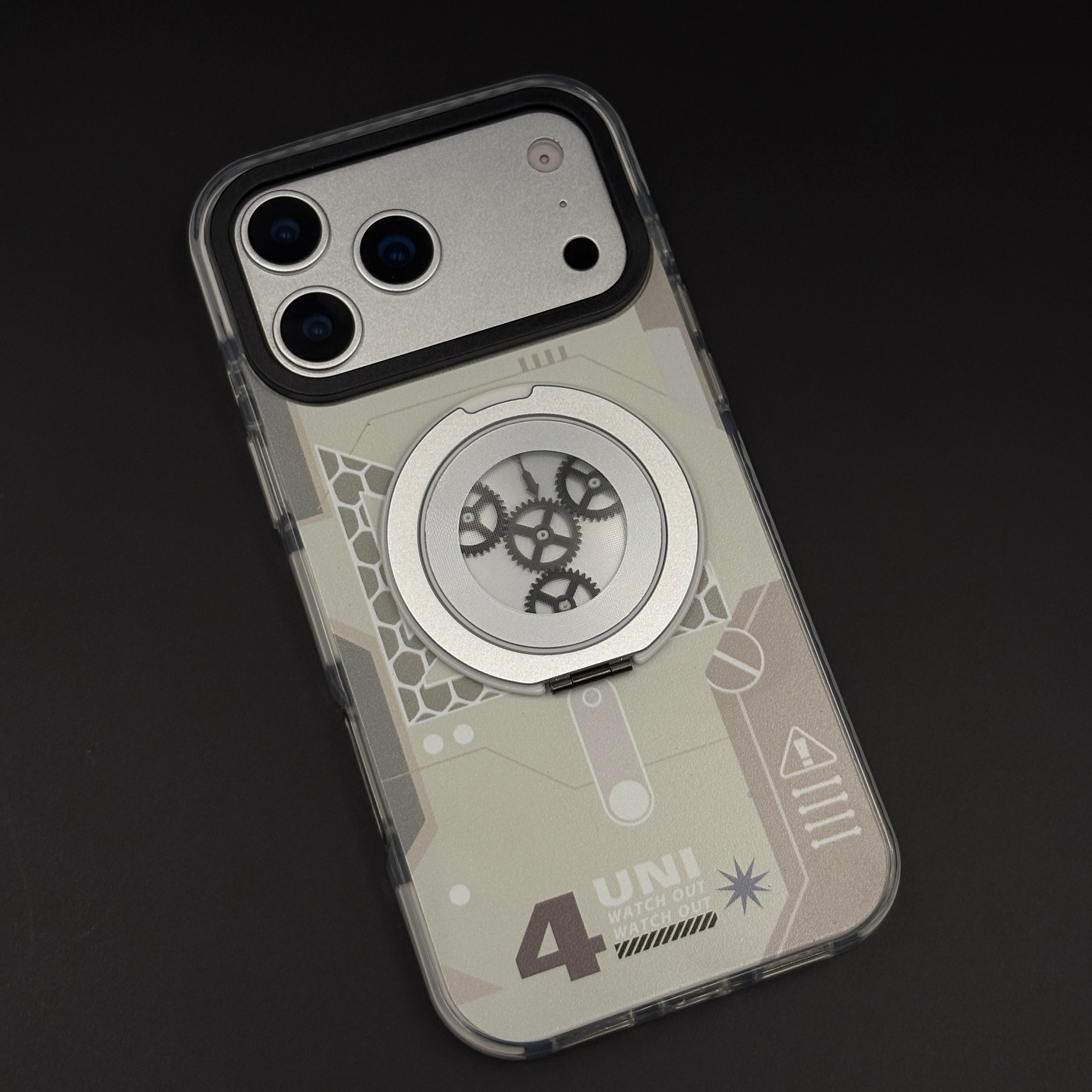 Metal Rotating Stand MagSafe Case for iPhone 17 Series | Futuristic Tech Gear Ring Kickstand