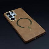 Leather MagSafe Mobile Case Cover for Samsung Galaxy S25 Ultra | Slim Protective Back