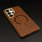 Leather MagSafe Mobile Case Cover for Samsung Galaxy S25 Ultra | Slim Protective Back