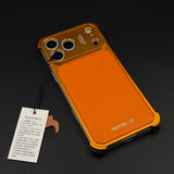 Full Metal Frame Leather Back Mobile Case Cover for iPhone 17 Series