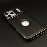 Stitch Leather Chrome Mobile Case Cover for iPhone 17 Series | Logo Cut Back