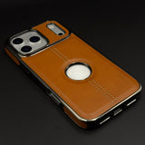 Stitch Leather Chrome Mobile Case Cover for iPhone 17 Series | Logo Cut Back