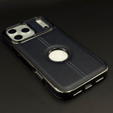 Stitch Leather Chrome Mobile Case Cover for iPhone 17 Series | Logo Cut Back