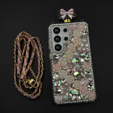 Perfume Floral Bottle Case with Sling for Samsung Galaxy S26 Ultra with Jewel-Style Floral Design