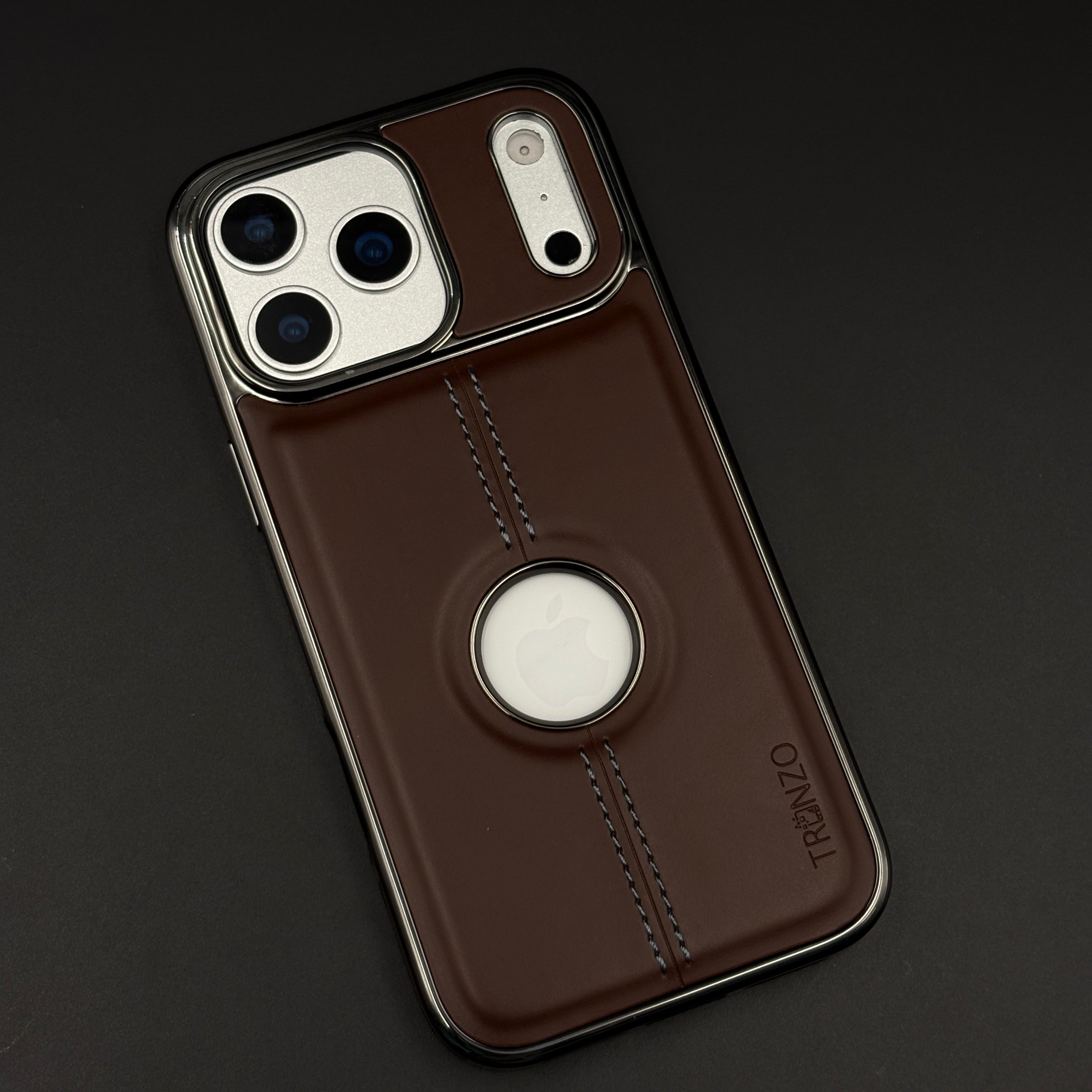 Stitch Leather Chrome Mobile Case Cover for iPhone 17 Series | Logo Cut Back