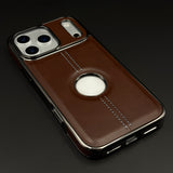 Stitch Leather Chrome Mobile Case Cover for iPhone 17 Series | Logo Cut Back