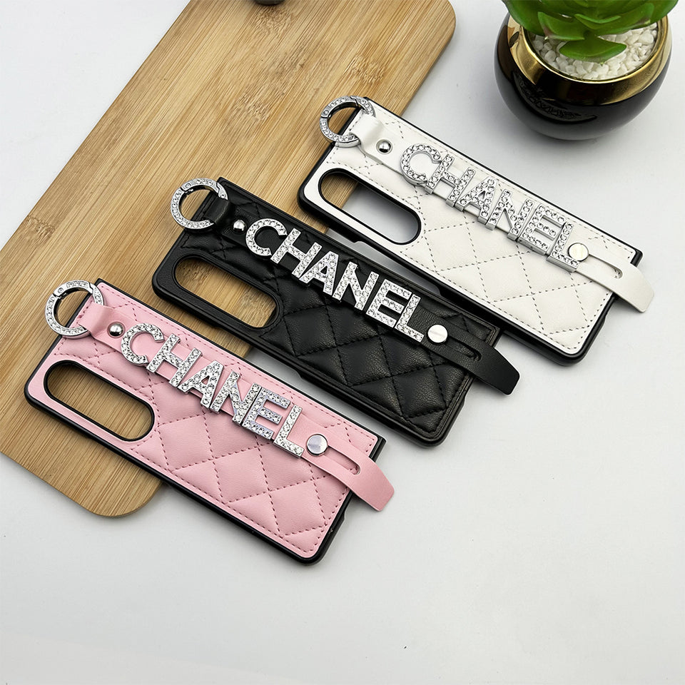 Samsung Galaxy Z Fold 4 CC Diamond Strap Holder Belt Puffer Case Cover