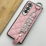 Samsung Galaxy Z Fold 4 CC Diamond Strap Holder Belt Puffer Case Cover