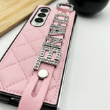 Samsung Galaxy Z Fold 4 CC Diamond Strap Holder Belt Puffer Case Cover