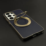 Leather Metal Rotating Stand MagSafe Case for Samsung Galaxy S26 Ultra