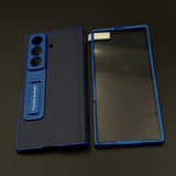 Leather Hinge Protection Kickstand Mobile Case Cover for Samsung Galaxy Z Fold 7 | Front Screen Protector Included