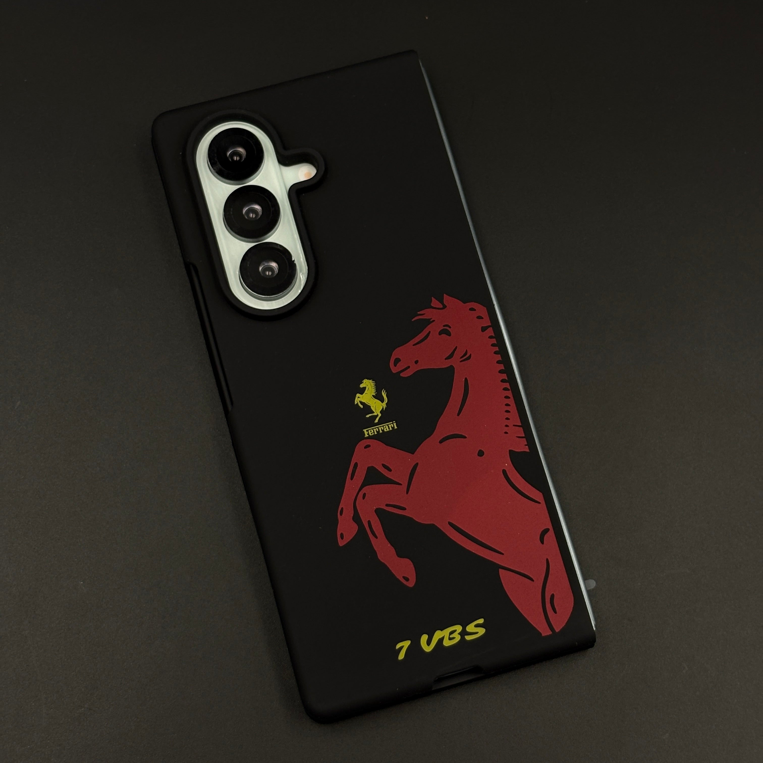 FR Horse Silhouette Black Mobile Case Cover for Samsung Galaxy Z Fold 7 | Soft Silicone Touch | Sports Edition