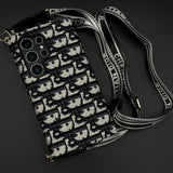 Luxury Embroidery CD Cardholder Case with Crossbody Sling for Samsung Galaxy S25 Ultra
