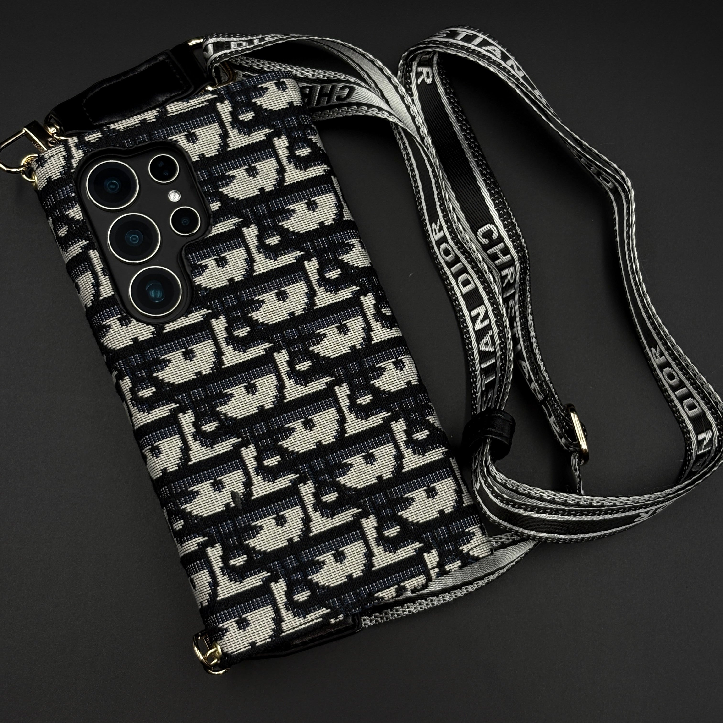 Luxury Embroidery CD Cardholder Case with Crossbody Sling for Samsung Galaxy S25 Ultra