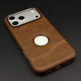 Bottom Stitch Leather Mobile Case Cover for iPhone 17 Series | Logo Cut Designer Edition