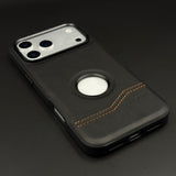 Bottom Stitch Leather Mobile Case Cover for iPhone 17 Series | Logo Cut Designer Edition