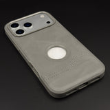 Bottom Stitch Leather Mobile Case Cover for iPhone 17 Series | Logo Cut Designer Edition