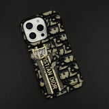 CD Embroidered Card Slot Case for iPhone 16 Series | Elegant Brand Detail | Wallet Holder Edition