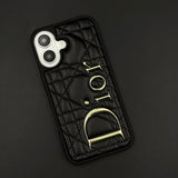 iPhone Luxury Brand CD Puffer Leather Case | Quilted Designer Protective Cover