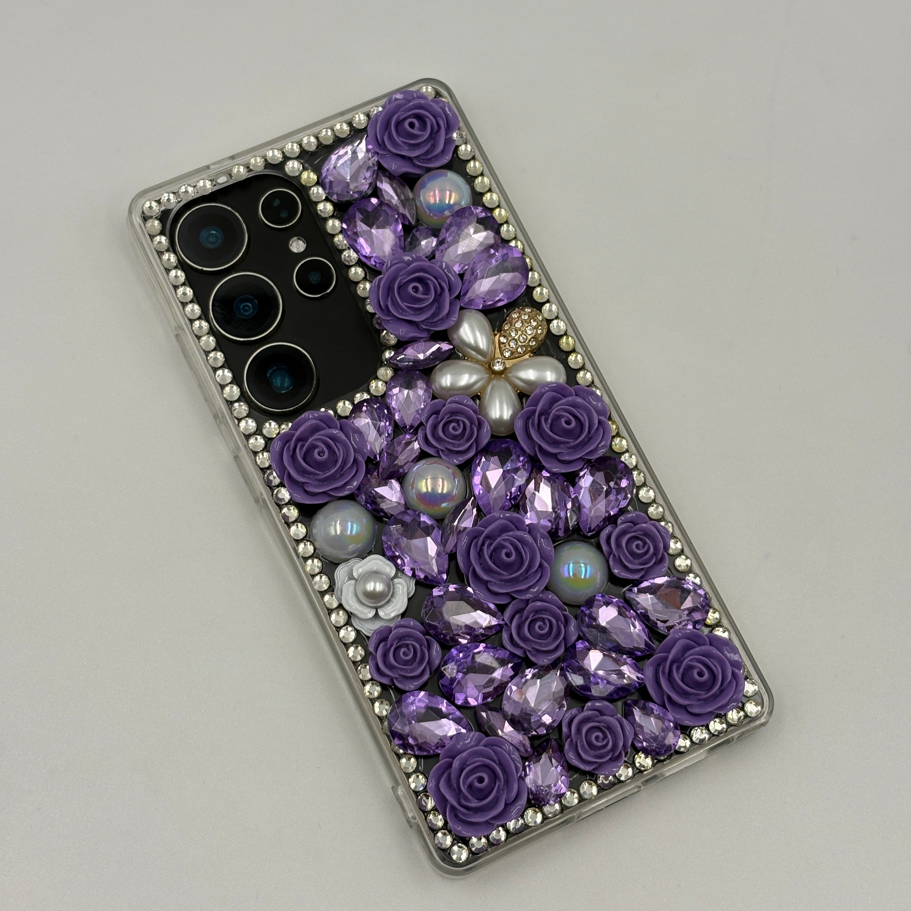 Samsung Galaxy S25 Ultra Rose Floral Rhinestone Diamond Case