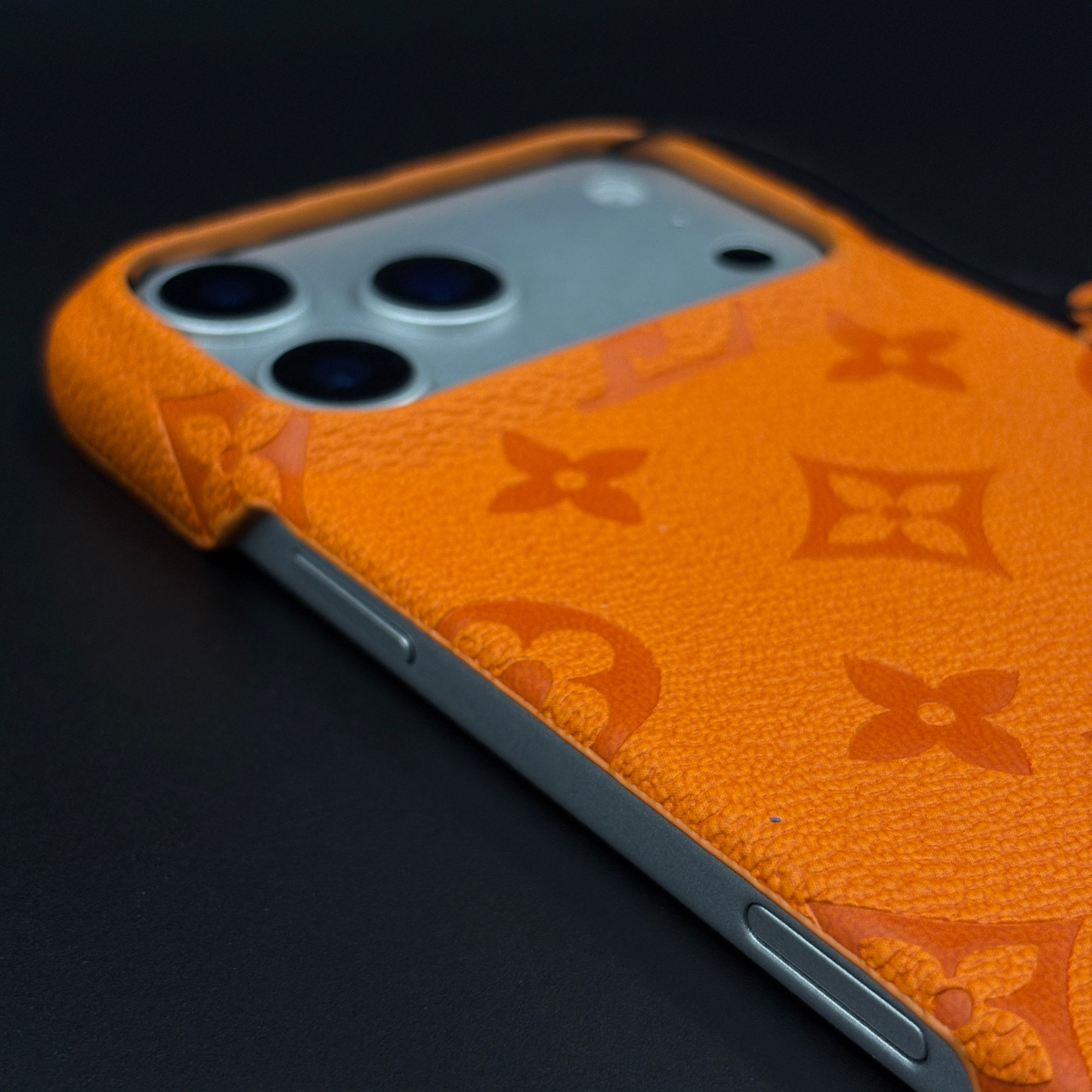Luxury Branded Orange Mobile Case Cover for iPhone 17 Series | Designer Interlocking Pattern Edition