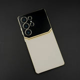 Gold Plated Gloss & Leather Case for Samsung Galaxy S25 Ultra | Premium Hybrid Finish | Elegant Cover