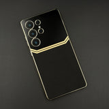 Gold Plated Gloss & Leather Case for Samsung Galaxy S25 Ultra | Premium Hybrid Finish | Elegant Cover