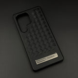Leather Grid Pattern Kickstand Case for Samsung Galaxy S25 Ultra | Slim Shockproof Protective Cover