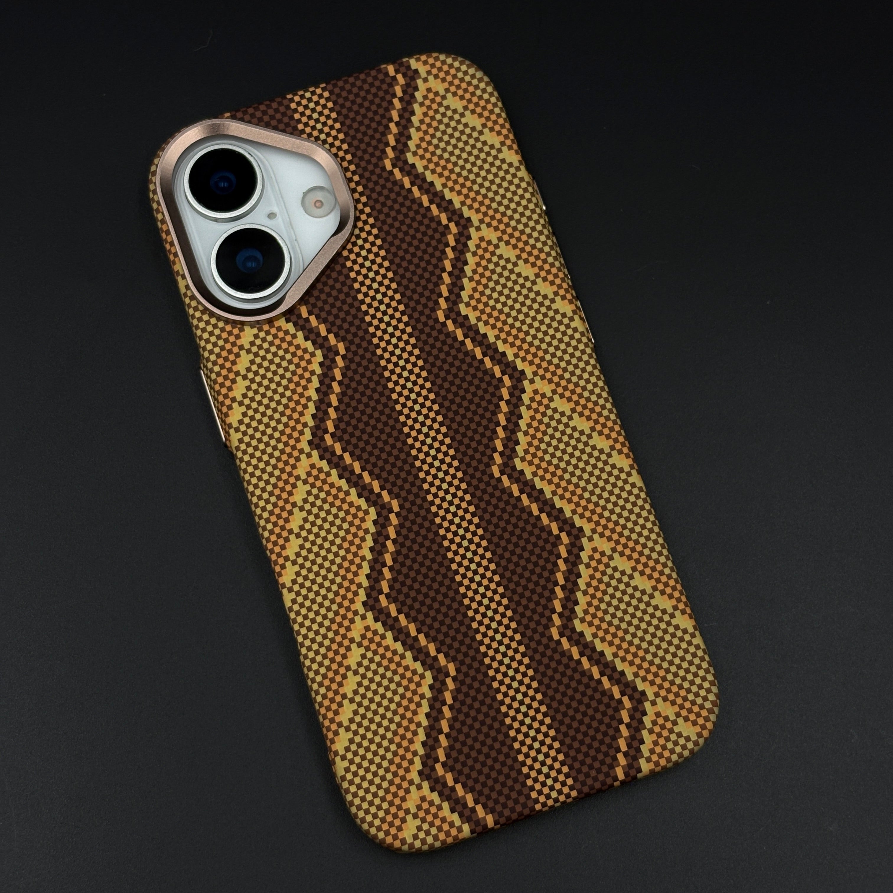 Desert Brown Zigzag Case Slim Mobile Case Cover for iPhone 17 | Rare Aramid Texture Finish | Real Carbon Fibre Feel | Hidden MagSafe
