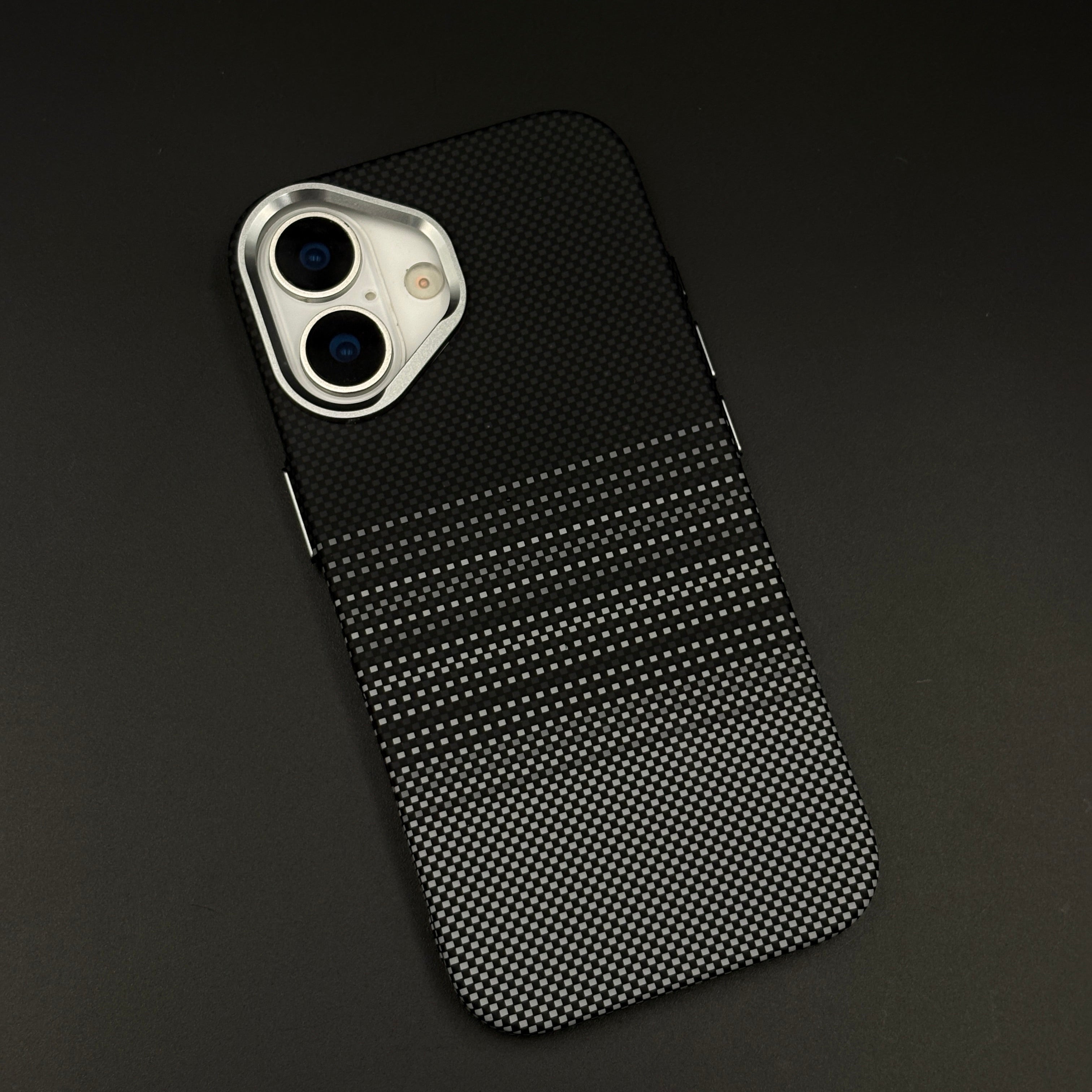 Black Graphite Stripe Case Slim Mobile Case Cover for iPhone 17 | Rare Aramid Texture Finish | Real Carbon Fibre Feel | Hidden MagSafe
