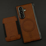 Detachable Cardholder Leather MagSafe Case with Front Screen Protector for Samsung Galaxy Z Fold 7