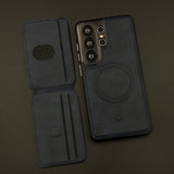 Detachable Cardholder Leather MagSafe Case with Front Screen Protector for Samsung Galaxy S26 Ultra