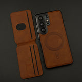 Detachable Cardholder Leather MagSafe Case with Front Screen Protector for Samsung Galaxy S26 Ultra