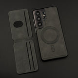 Detachable Cardholder Leather MagSafe Case with Front Screen Protector for Samsung Galaxy S26 Ultra