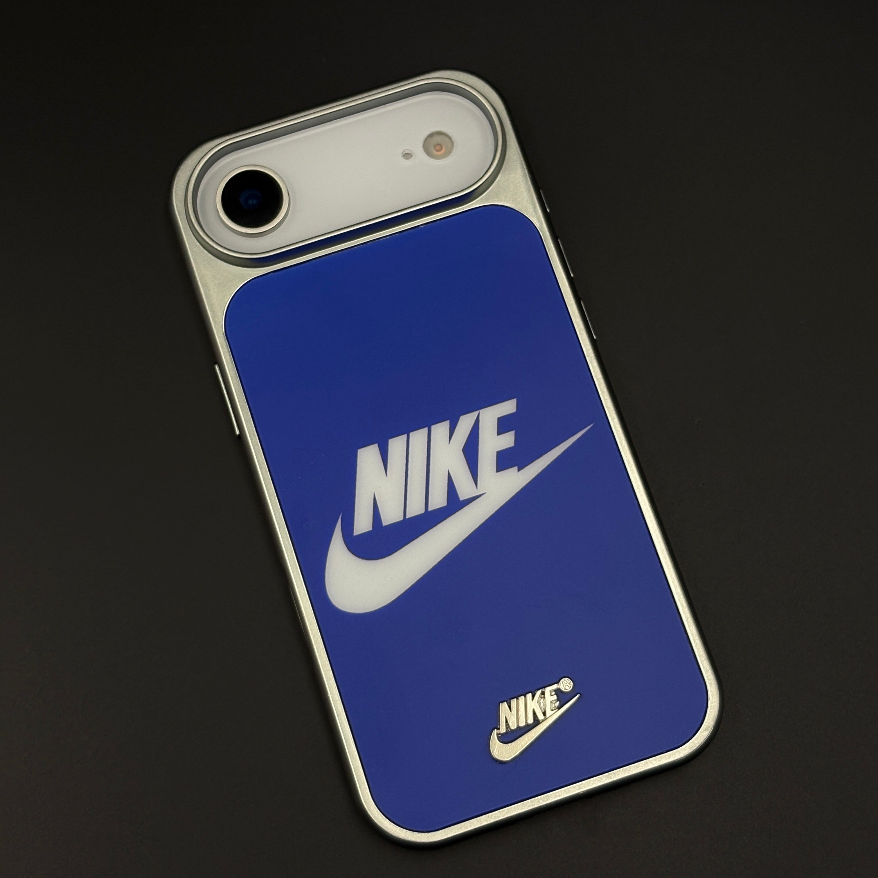 Premium Sport Brand Blue Metal Frame Just Do It Case for iPhone 17 Air | Sleek Back Cover
