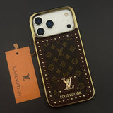 Gold Chrome Border Luxury Fashion Brand Monogram Case for iPhone 17 Series
