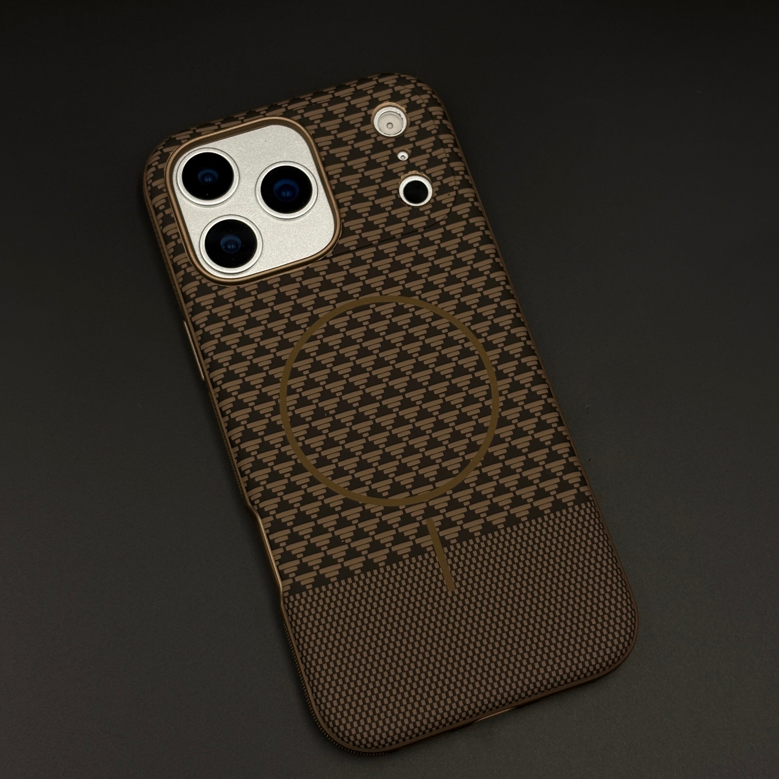 Dual Tone Geometric Feel Texture MagSafe Mobile Case Cover for iPhone 17 Series