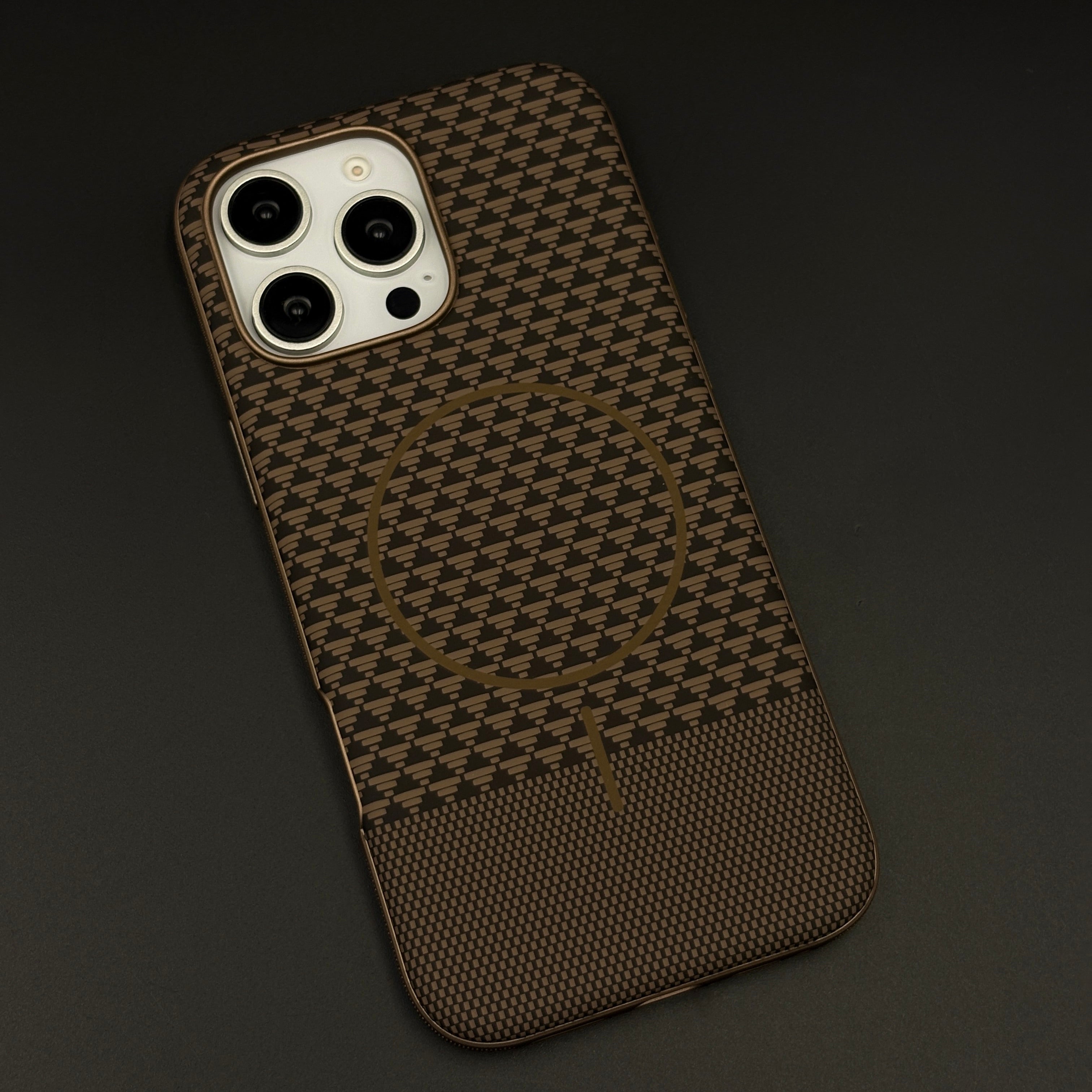 Dual Tone Geometric Feel Texture MagSafe Mobile Case Cover for iPhone 16 Series