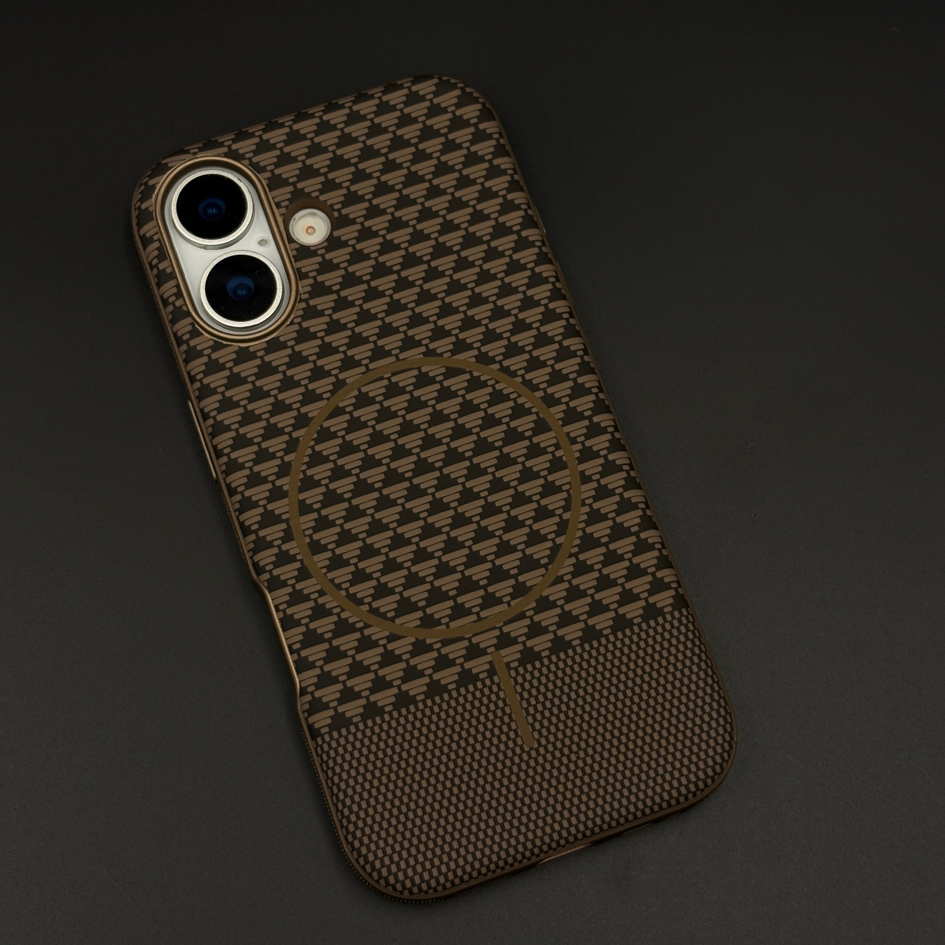Dual Tone Geometric Feel Texture MagSafe Mobile Case Cover for iPhone 17