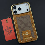 Gold Chrome Border CC Monogram Case for iPhone 17 Series