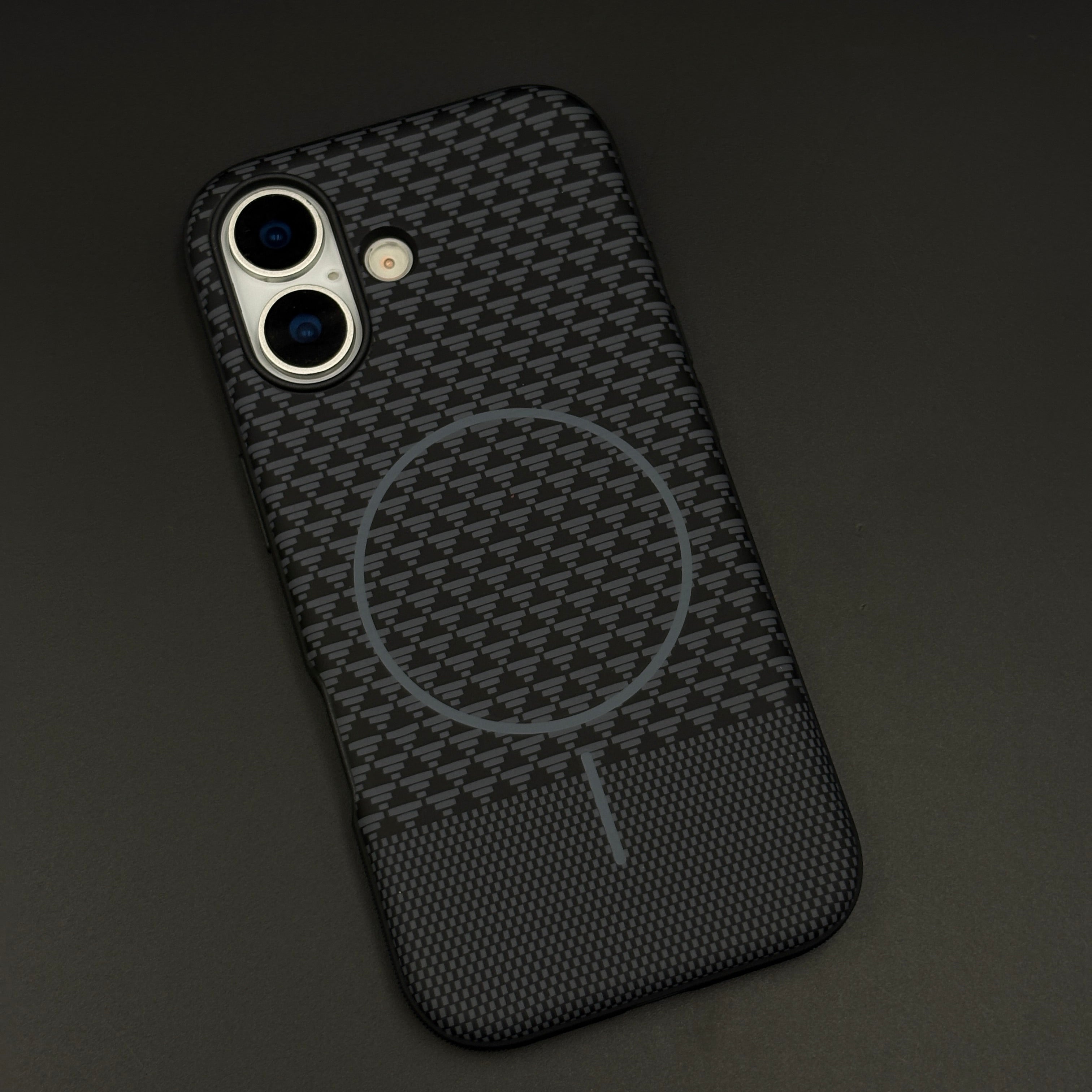 Dual Tone Geometric Feel Texture MagSafe Mobile Case Cover for iPhone 17