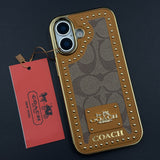 Gold Chrome Border CC Monogram Case for iPhone 17