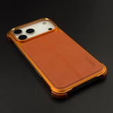 Aluminum Frame Hidden MagSafe Leather Stitch Case Cover for iPhone 17 Series