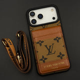 Luxury Fashion Brand Monogram Cardholder Sling Case with Mirror for iPhone 17 Series